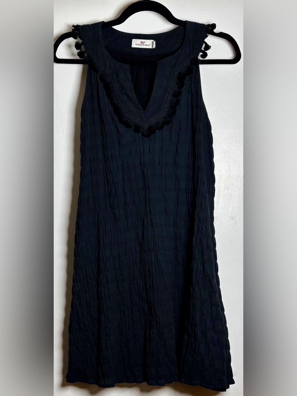Vineyard Vines Textured Tassel Dress Black Size XXS